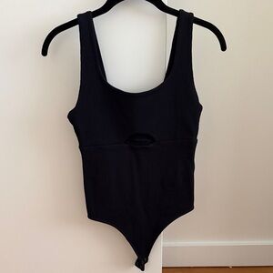 Black One-Piece Bodysuit with Cutout